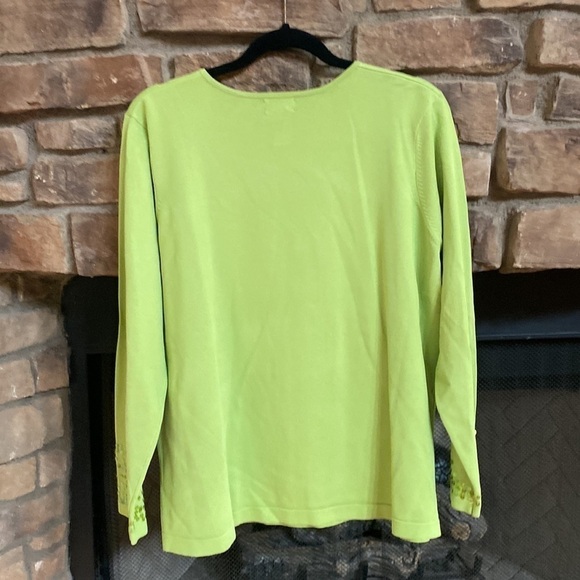 Rafaella Woman lime, green, V-neck, light sweater with sequence. 1X - Picture 2 of 6